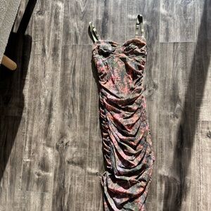 Banana Republic RUCHED MESH CORSET MIDI DRESS